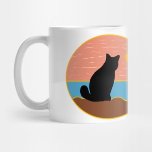 cat watching sunset scene Mug